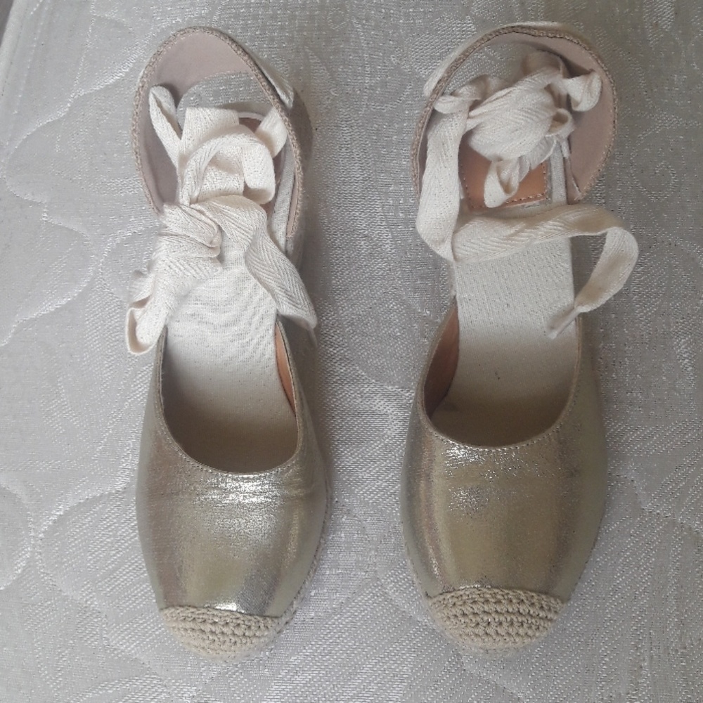 Gold Espadrilles Lace up